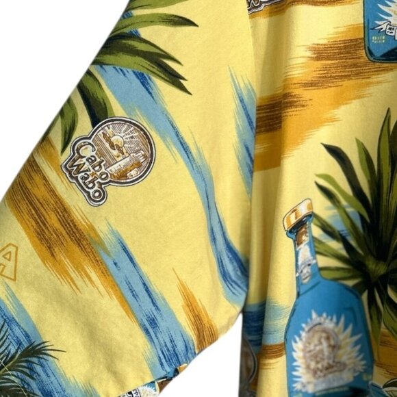 Tori Richard Shirt Mens Large Butter Yellow Cabo Wabo Floral Hawaiian Camp Beach - Picture 4 of 10